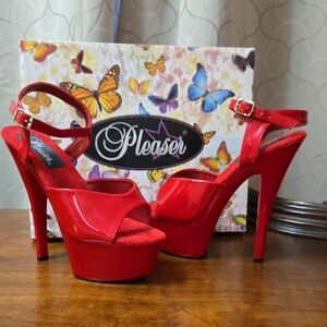 Pleaser Vibrant Red Platform Heels